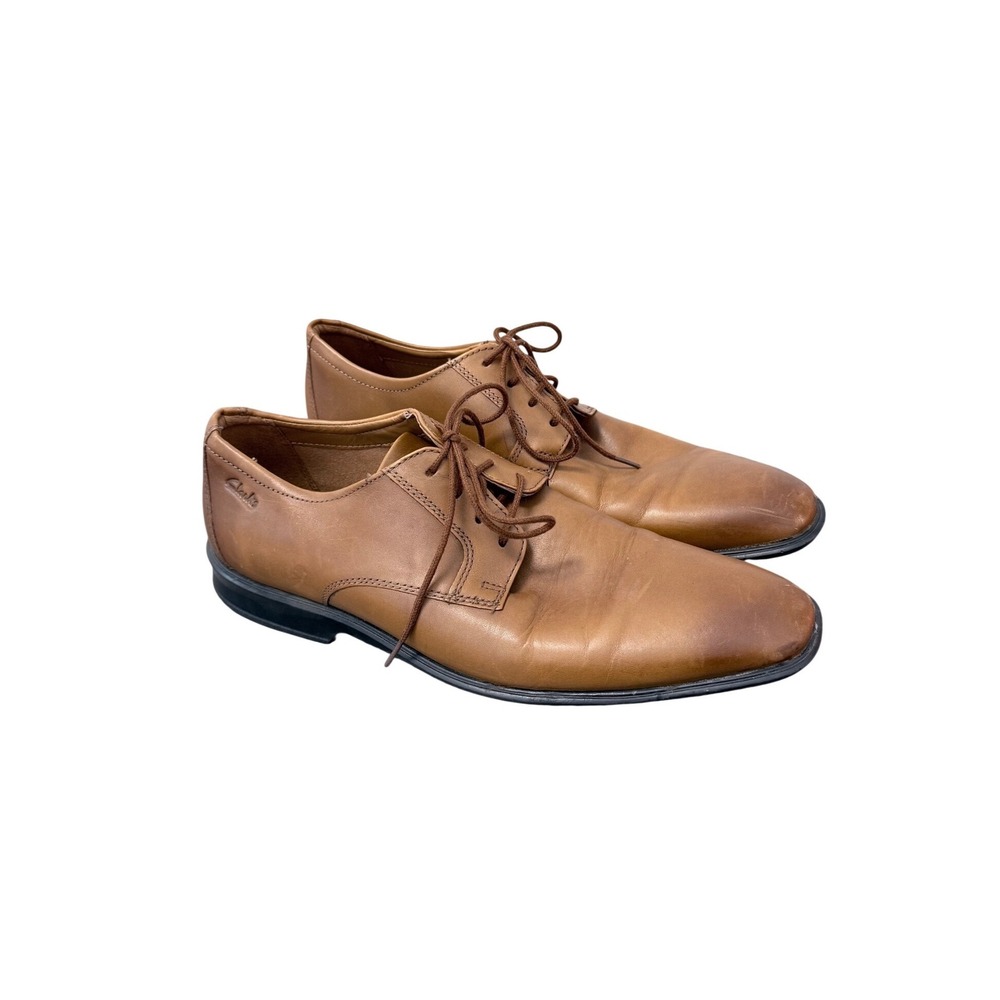 Clarks Collection Men Tan Leather Ultimate Comfort Derby Dress Shoes Size 8.5